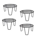 Round metal planter stands from Craftter, set of 4. Strong and durable pot stands for outdoor plants, ideal for balconies and garden use